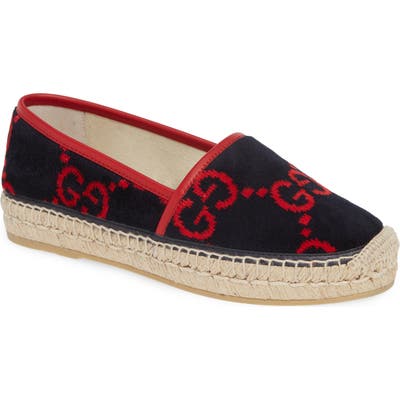 Gucci Pilar Double G Logo Espadrille, Blue