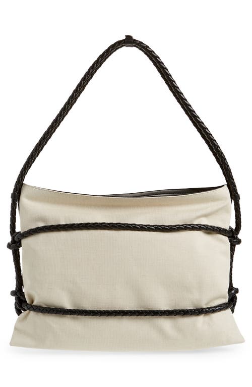 Bottega Veneta Quadronna Canvas & Leather Tote In Natural/black-silver