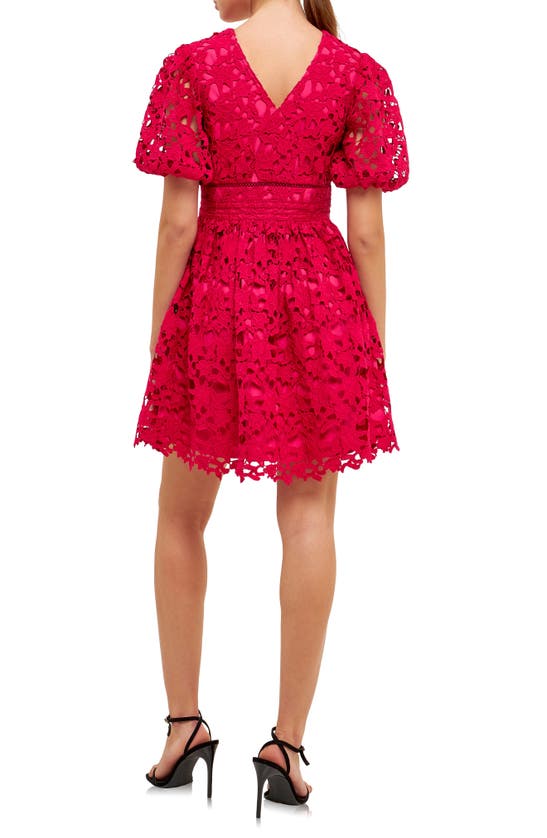 Shop Endless Rose Puff Sleeve Lace Minidress In Violet