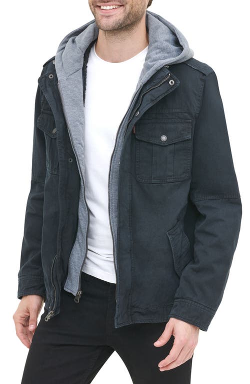 Shop Levi's Levis Detachable Hood Utility Jacket In Navy