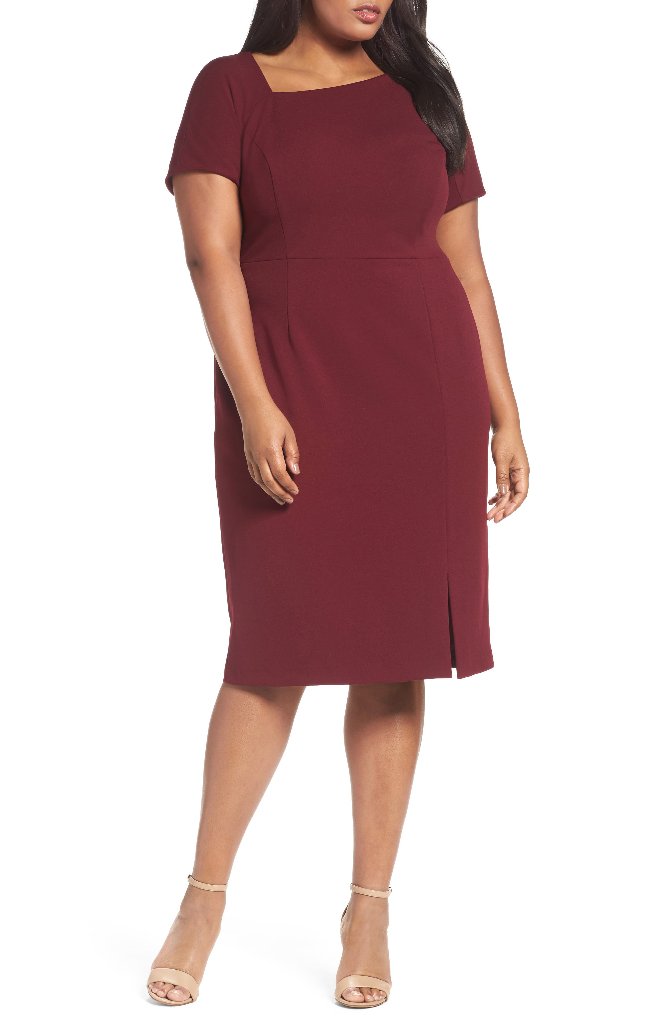Maggy London Asymmetrical Neck Sheath Dress (Plus Size) Nordstrom
