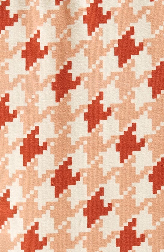 Shop Miles The Label Kids' Houndstooth Print Stretch Organic Cotton Leggings In Orange