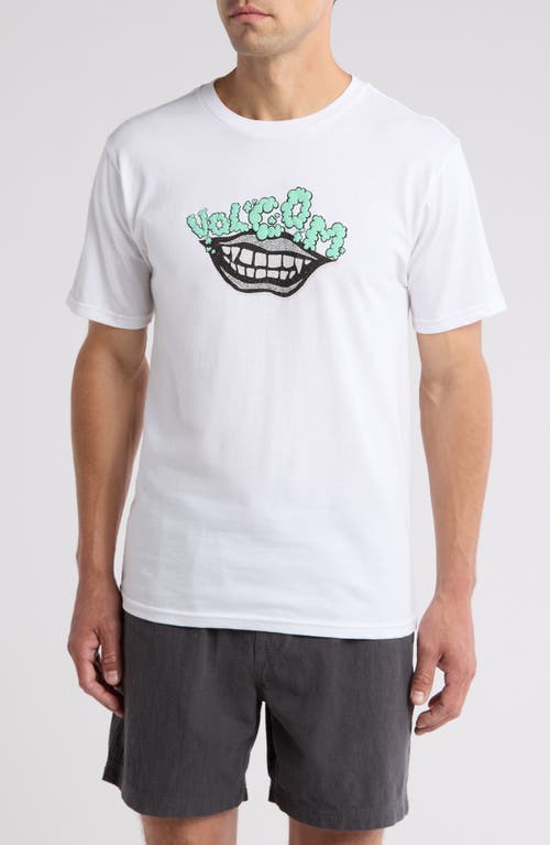 Evil Grin Cotton Graphic T-Shirt in White