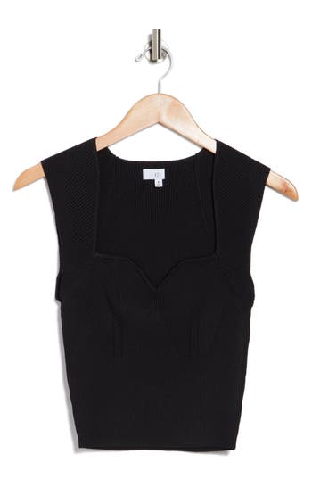 Shop Nsr Sweetheart Sleeveless Sweater Top In Black