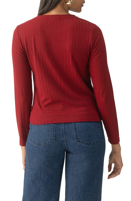 Shop Sanctuary The Twist Front Rib Knit Top In Garnet