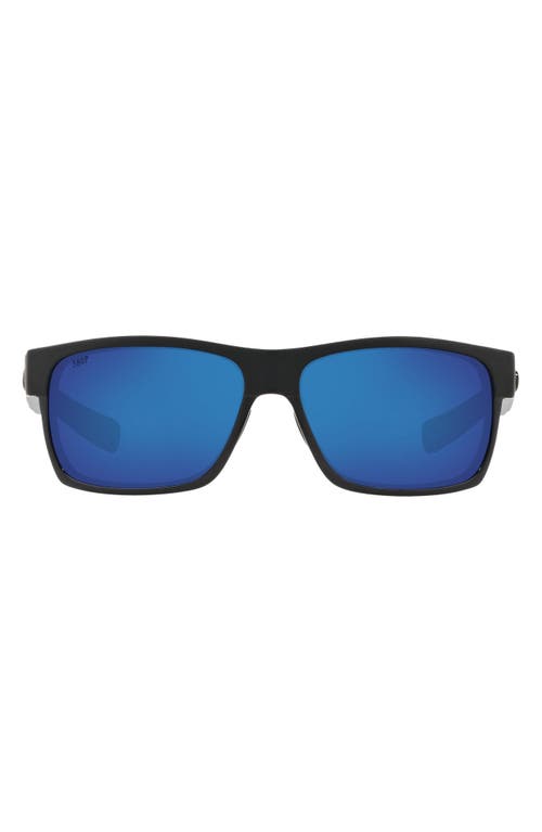 Costa Del Mar 60mm Polarized Rectangular Sunglasses in Shiny Black