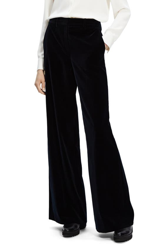 Theory Demitria Stretch Velveteen Flare Leg Trousers In Baltic - Xhx