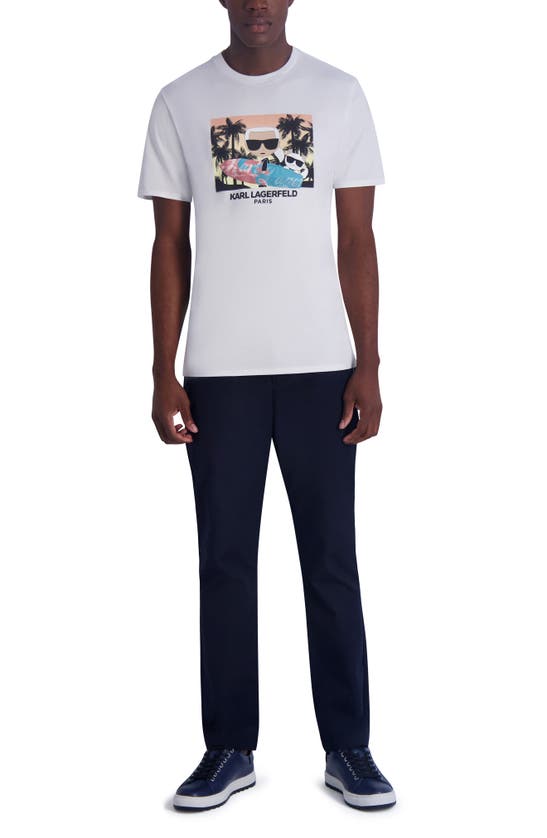 Shop Karl Lagerfeld Paris Surf Karl Choupette Cotton Graphic T-shirt In White
