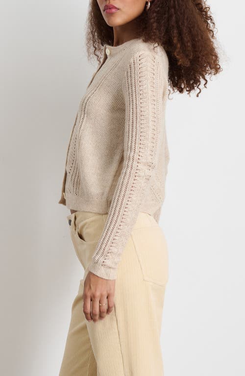 Shop Alex Mill Faye Pointelle Crop Cardigan In Champagne