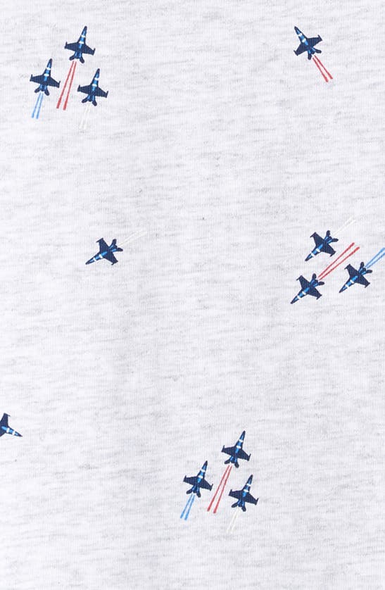 Shop Miles Baby Kids' Fighter Jet Print Organic Cotton T-shirt In Light Heather Grey