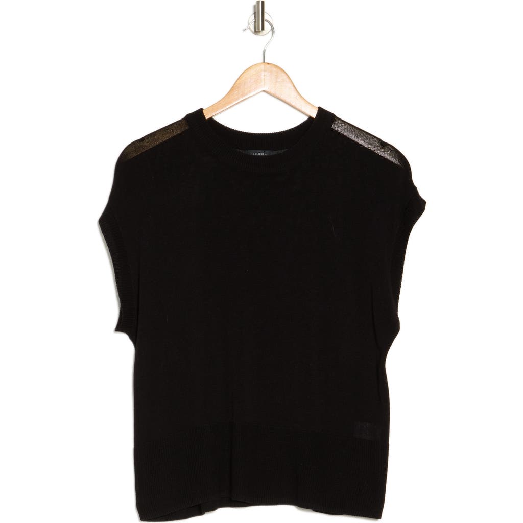 Shop Halogen ® Crewneck Rib Sweater Top In Rich Black