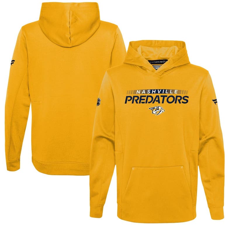 Fanatics Kids' Youth  Branded Gold Nashville Predators Authentic Pro Pullover Hoodie