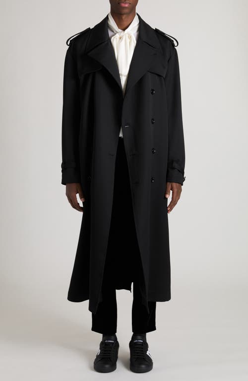 Shop Dolce & Gabbana Dolce&gabbana Oversize Gabardine Trench Coat In Nero