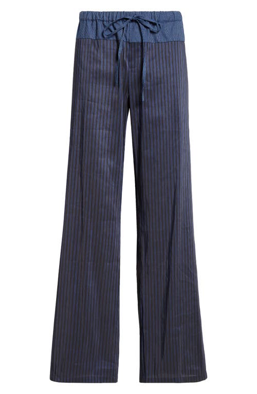 Paloma Wool Olga Stripe Linen Blend Drawstring Pants In Navy