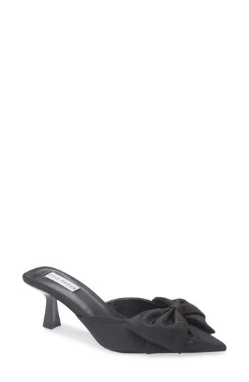 Steve Madden Ander Pointed Toe Kitten Heel Mule In Black Satin