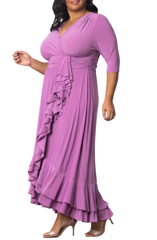 Shop Kiyonna Veronica Ruffled High-low Evening Gown In Lilac