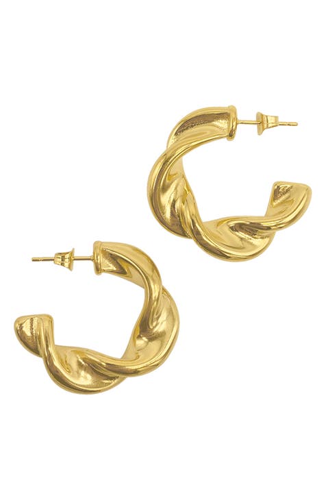 Water Resistant Twisted Hoop Earrings