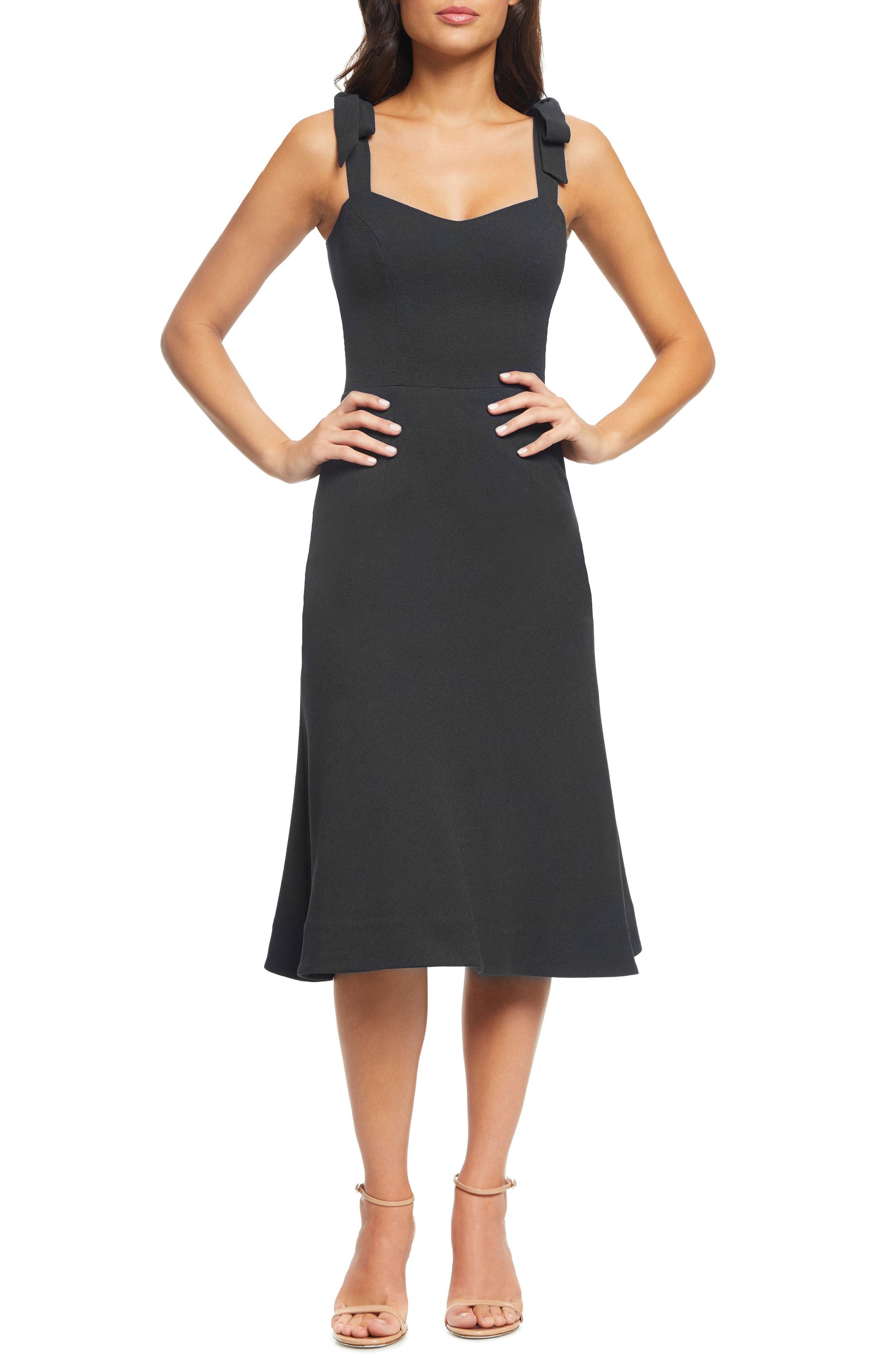 Dress The Population Hana Tie Shoulder Cocktail Dress, Black
