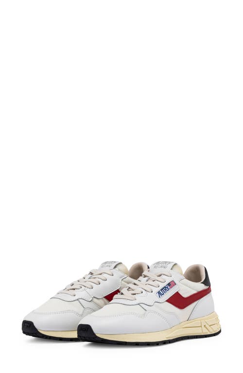 Shop Autry Reelwind Low Water Resistant Sneaker In White/red