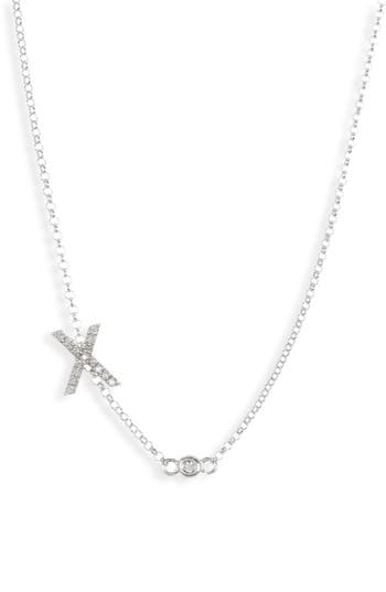 Meshmerise Bezel Diamond Initial Chain Necklace In White-x