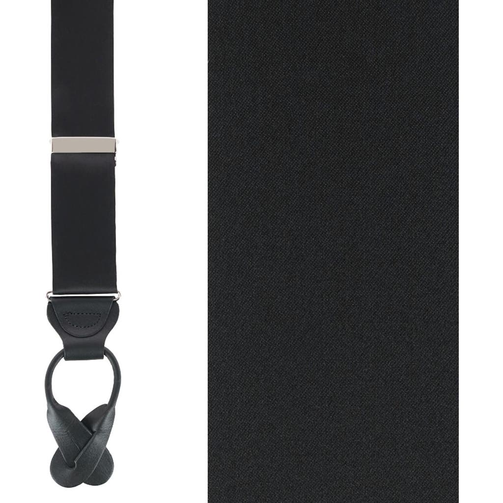 Trafalgar Dutton Solid Color Silk Button End Suspenders In Black