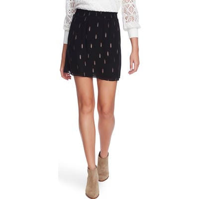 1.state Smocked Waist Foil Print Miniskirt, Black