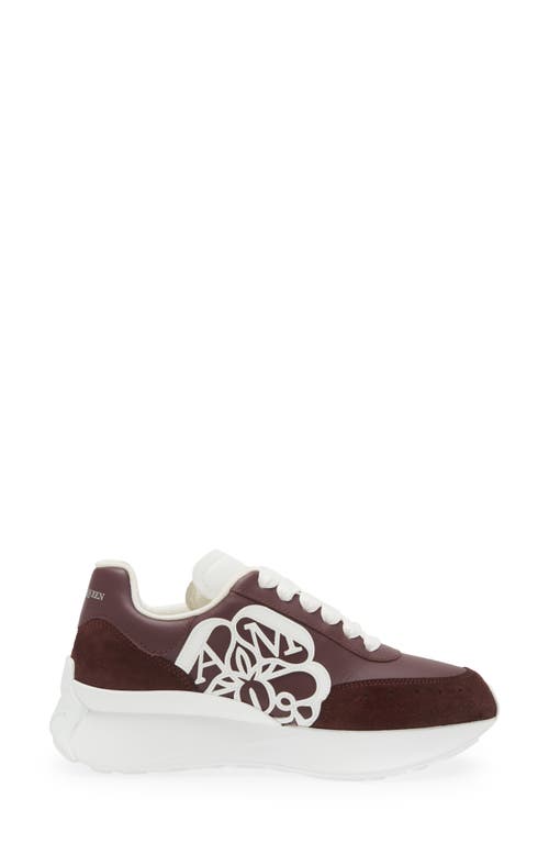 Alexander Mcqueen Seal Runner Sprint Sneaker In Burgundy/white