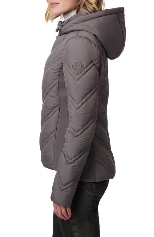 Shop Bernardo Hooded Puffer Jacket With Bib In Pewter