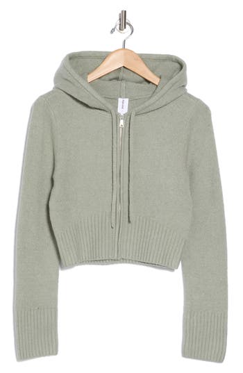 Abound Front Zip Hooded Sweater In Green Halo