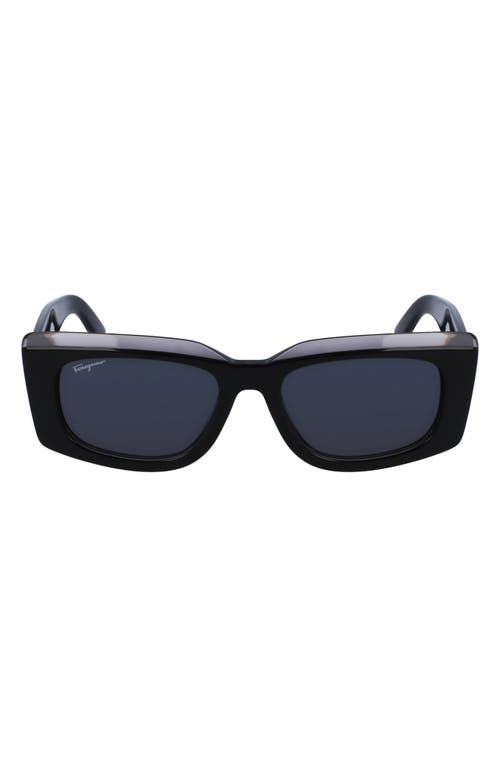 FERRAGAMO 54mm Rectangular Sunglasses in Dark Grey/Grey at Nordstrom