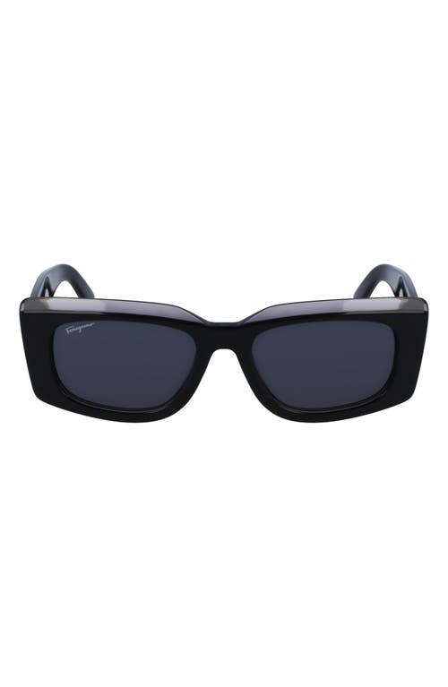 Shop Ferragamo 54mm Rectangular Sunglasses In Dark Grey/grey