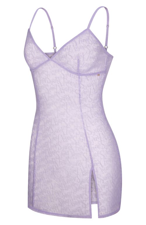 Savage X Fenty Signature Script Lace Chemise In Purple Lavender