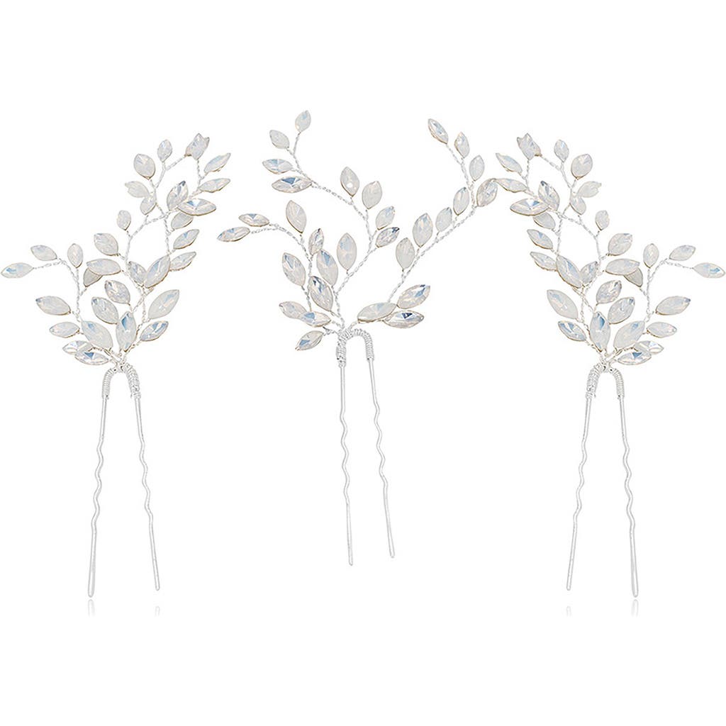 Brides And Hairpins Brides & Hairpins Evin Set Of 3 Opal Hair Pins In Metallic