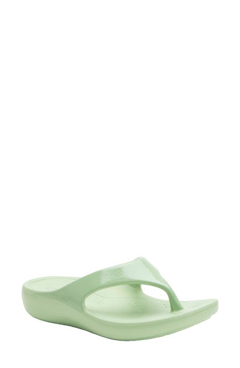 Buy Women Green Flip-Flops Online - 761147