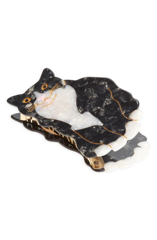 Solar Eclipse Tuxedo Cat Hair Clip In Black