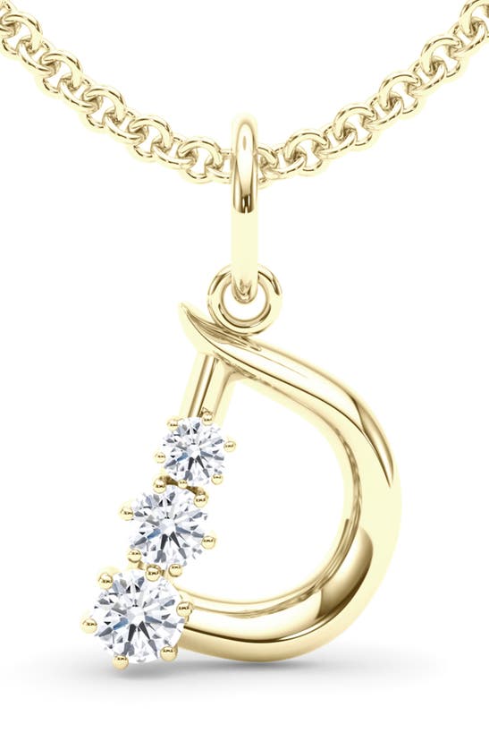 Hautecarat Graduated Lab-created Diamond Initial Letter Pendant Necklace In D - 18k Yellow Gold