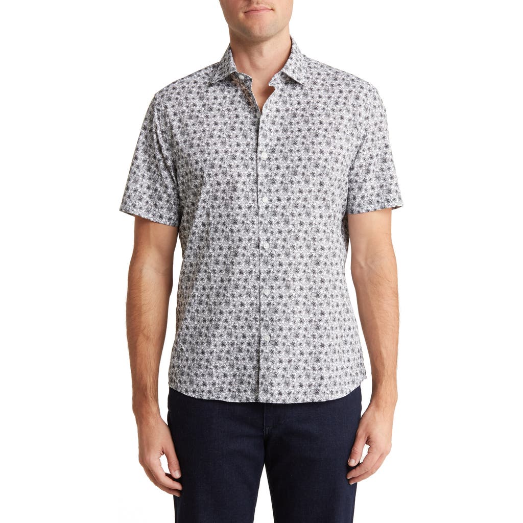 Westzeroone Cotric Short Sleeve Woven Button-up Shirt In Blue