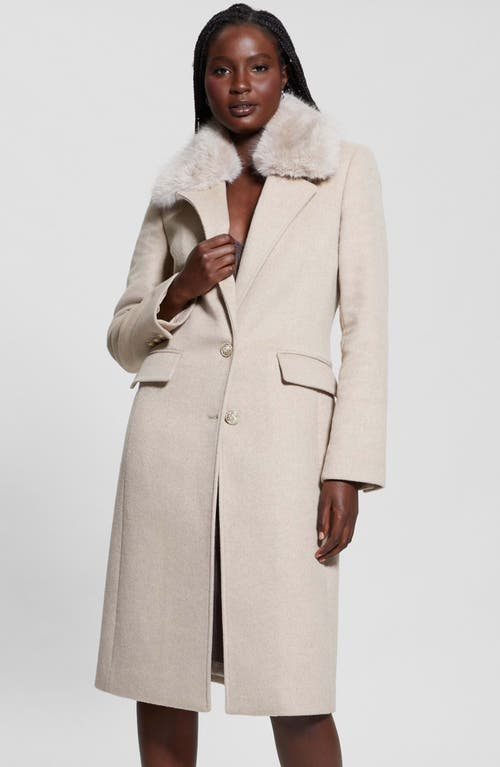 Guess Nancy Coat With Removable Faux Fur Collar In Cemento Multi