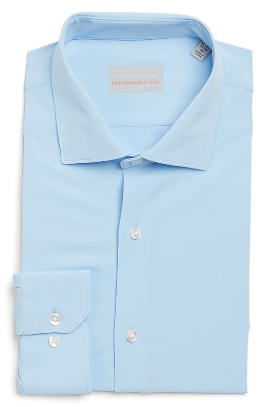 Perry Ellis Performance Tech Solid Shirt In Blue