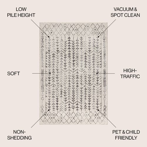 Jonathan Y Ziri Moroccan Geometric Area Rug In Cream/gray