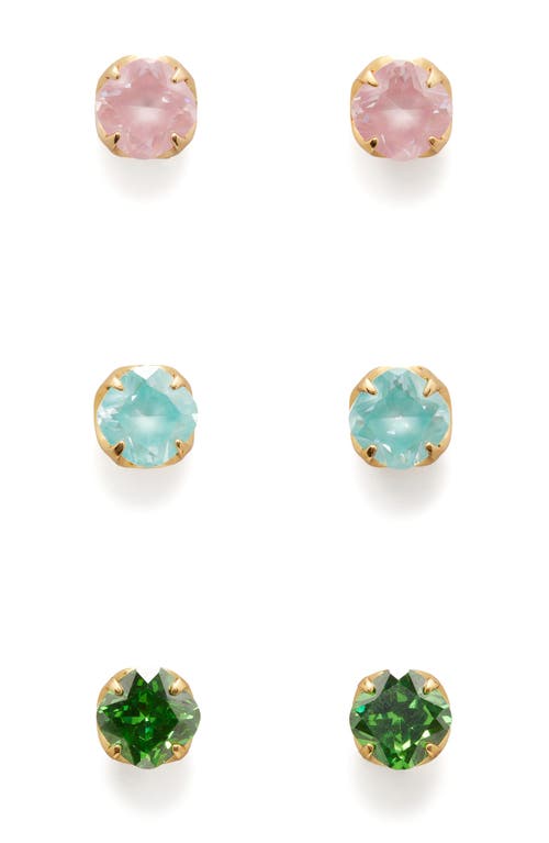 Shop Kate Spade New York Round Stud Earrings In Green/gold