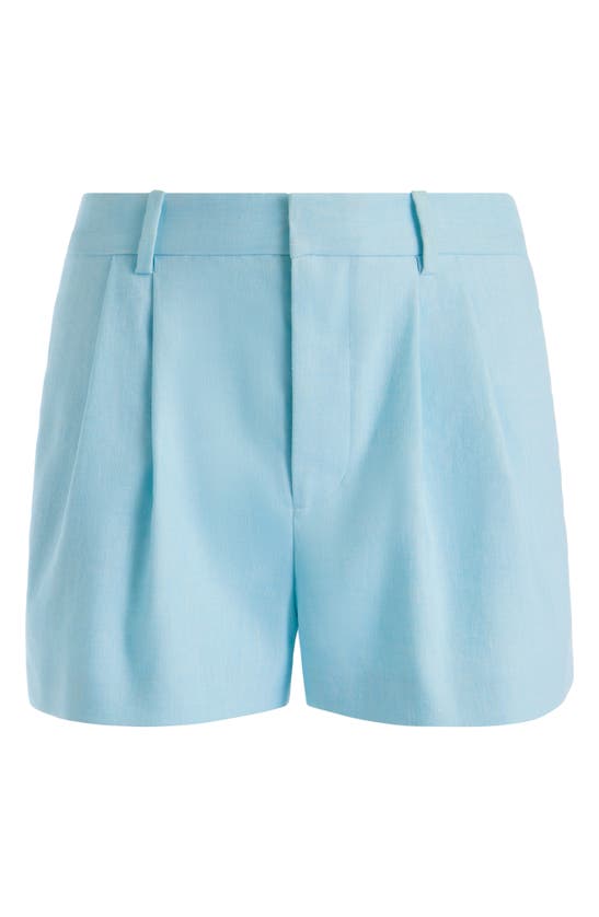 Shop Alice And Olivia Conry Pleated Linen Blend Shorts In Spring Sky