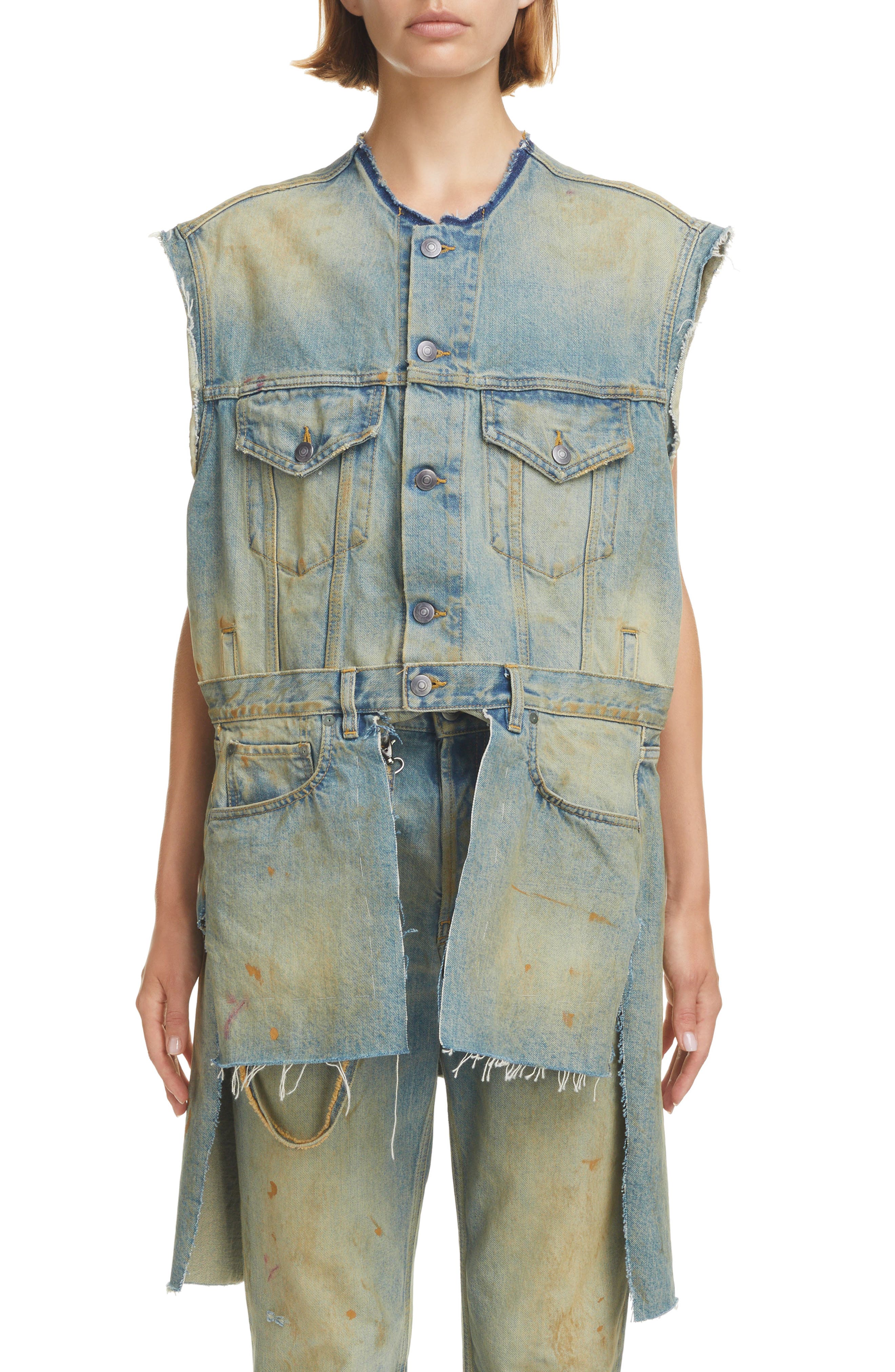 distressed denim vest