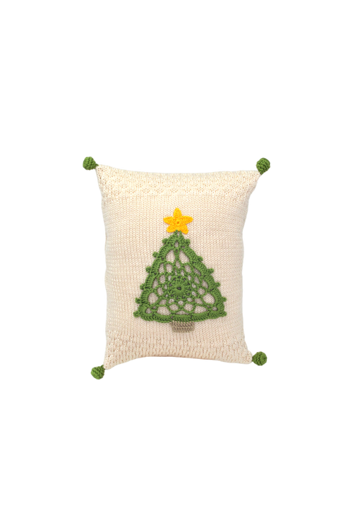 Melange Collection Crochet Tree Mini Pillow in Ivory 