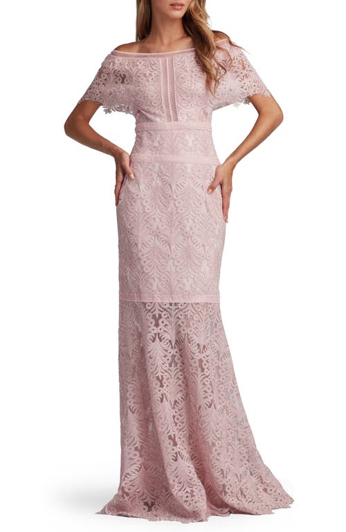 Tadashi Shoji Off the Shoulder Corded Lace Gown Rose Quartz at Nordstrom,