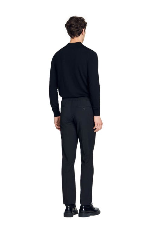 Shop Sandro Elasticated Straight-leg Trousers In Black