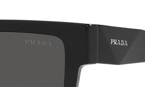 Shop Prada 52mm Rectangular Sunglasses In Black/dark Grey