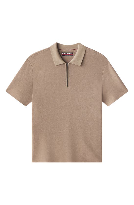 Shop Vayder Arnold Organic Cotton Blend Zip Polo Sweater In Sand