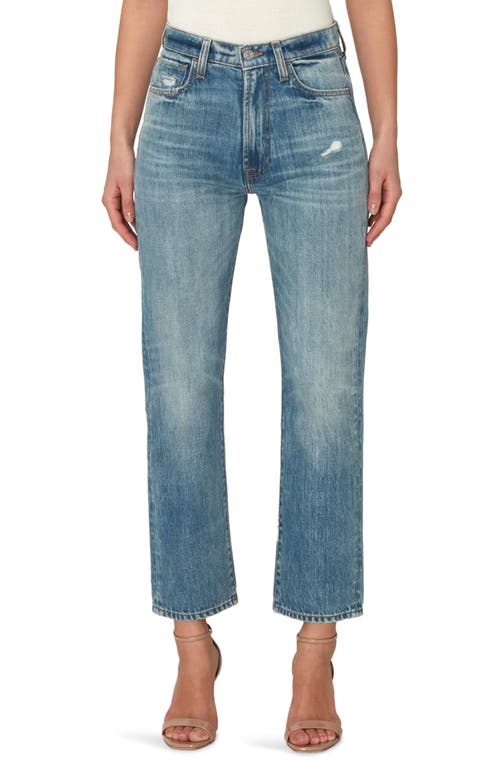 7 For All Mankind Easy Slim Ankle Straight Leg Jeans in Palma Rosa W/Destroy