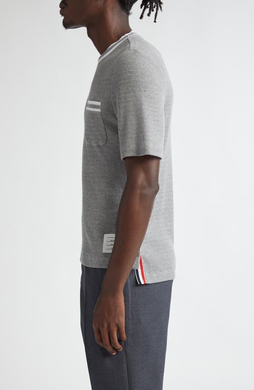 Shop Thom Browne Stripe Trim Cotton T-shirt In Light Grey